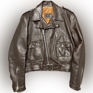 Vintage Dark Brown Full Grain Leather Biker Jacket Heavy Duty Highest Quality